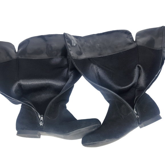 Style & Co Shoes Womens 6 Black Suede Leather Full Zipper Low Heel Tall Riding - Picture 9 of 12